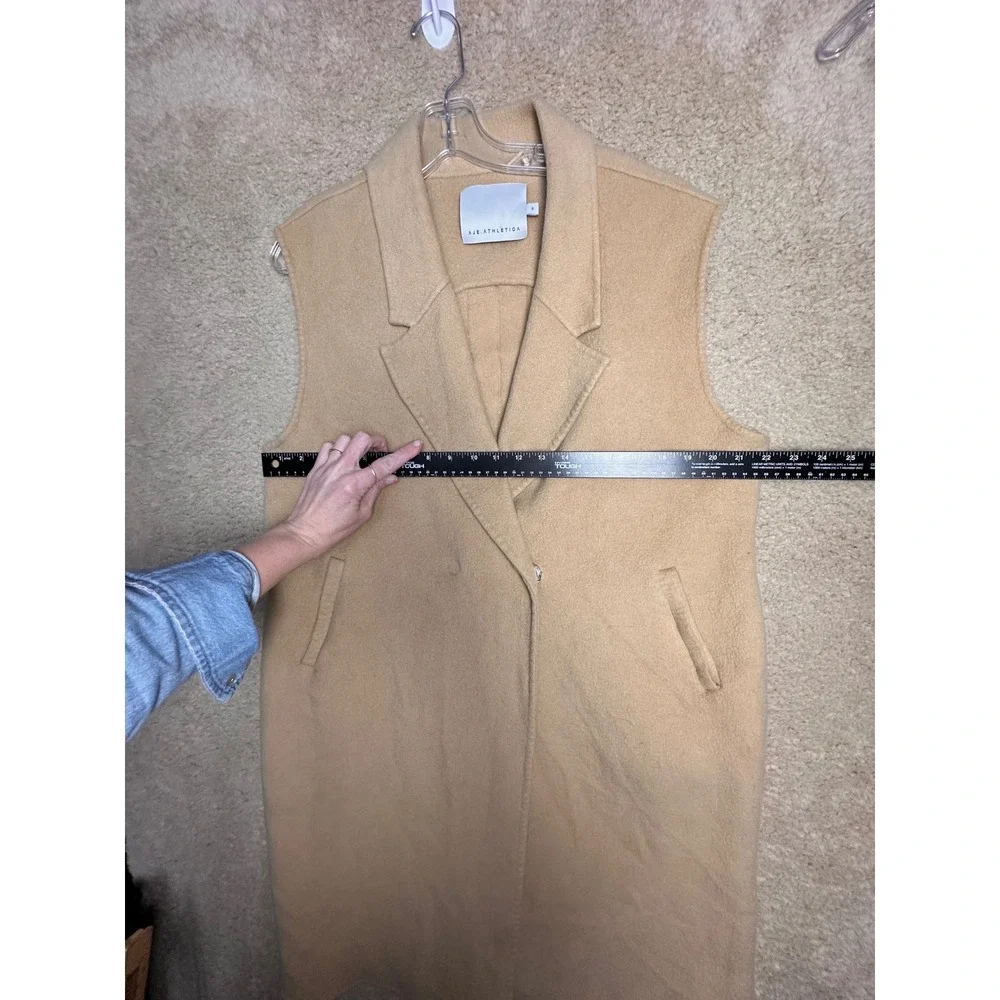 Aje Athletica Longline Tailored Vest Camel‎ Sleeveless Coat 16 Minimalist